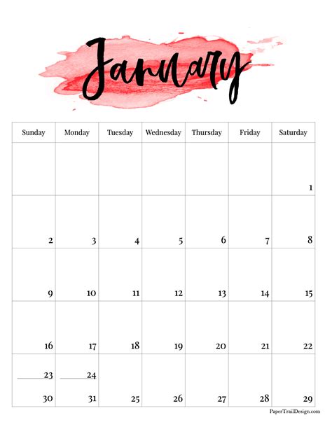 January 2022 Calendar Aesthetic